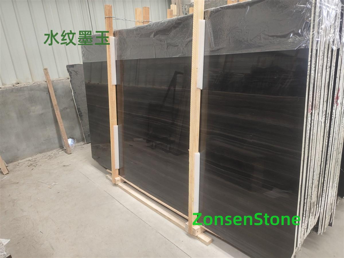 Water-patterned black jade