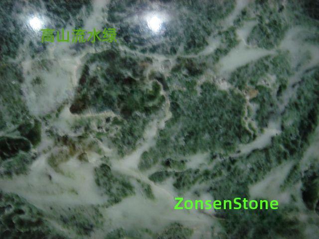 High mountains and flowing water green