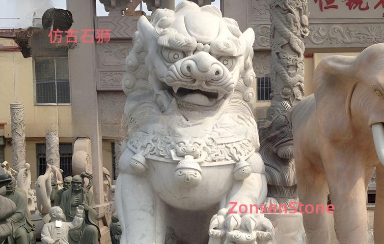 Antique stone lions