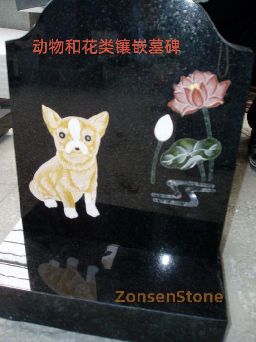 Animal and flower inlaid tombstones