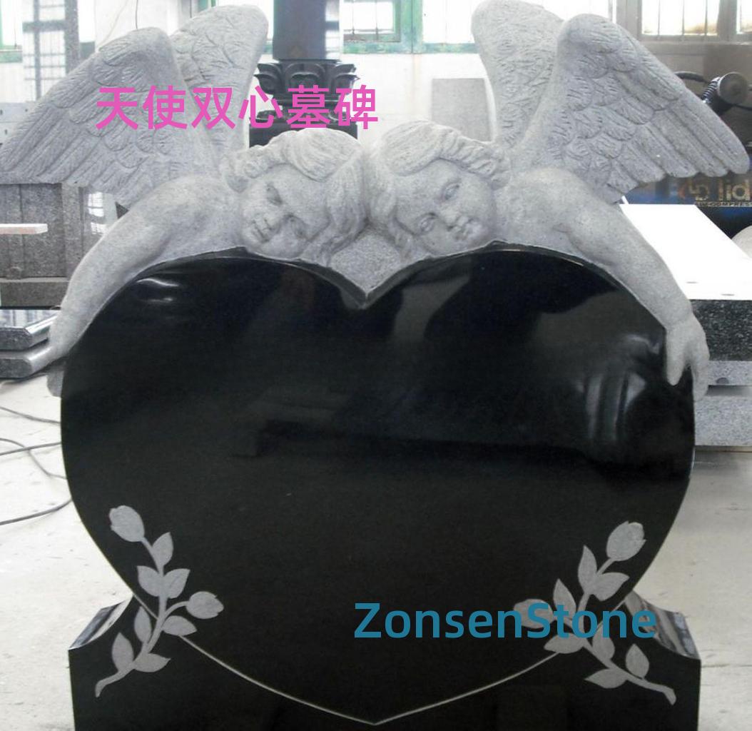 Angel Double Heart Tombstone