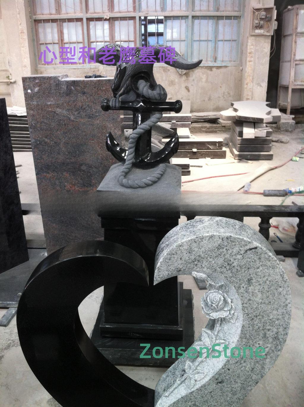 Heart-shaped and eagle-shaped tombstones