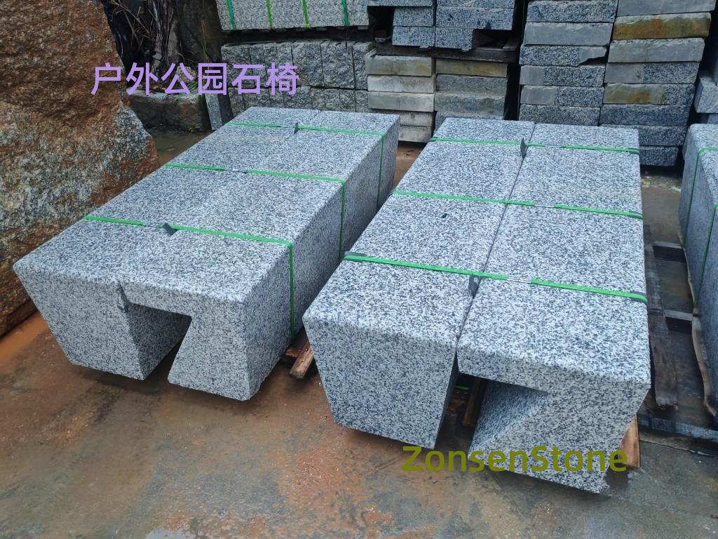 Outdoor park stone benches