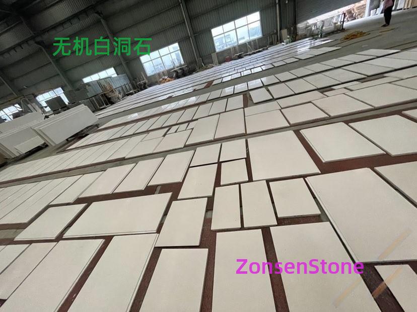 Inorganic white travertine
