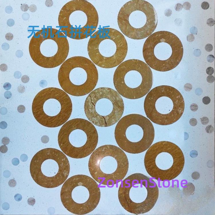 Inorganic stone mosaic panels