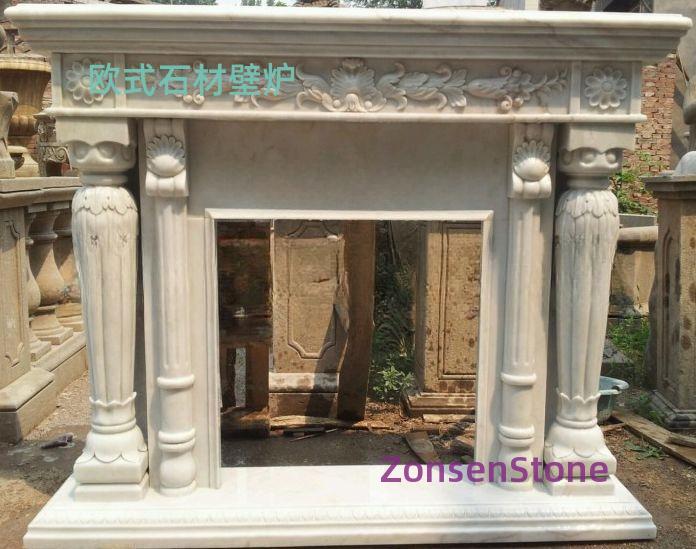 European-style stone fireplace