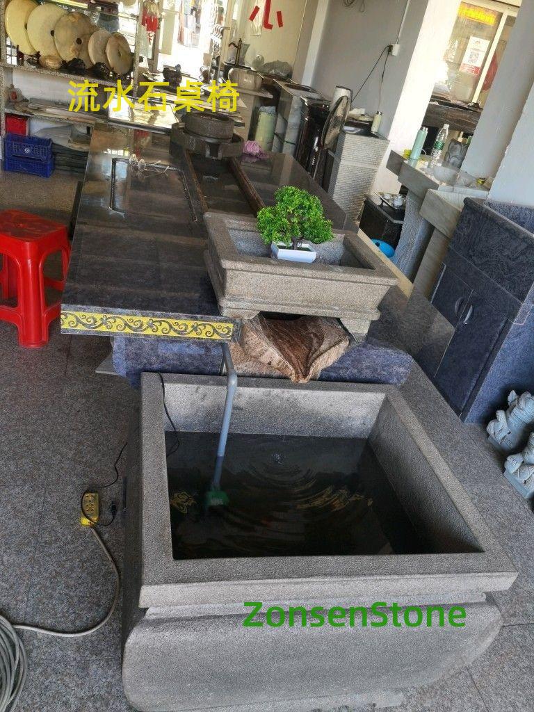 Flowing water stone table and chairs