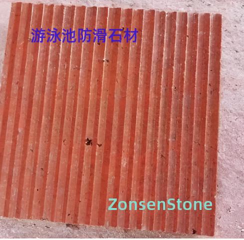 Anti-slip stone for swimming pools