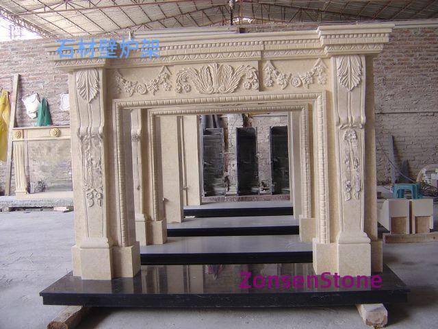 Stone fireplace mantle