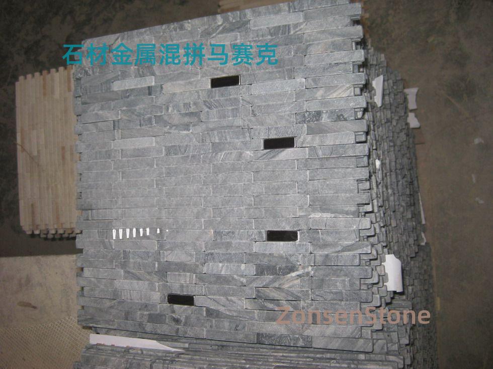 Stone and metal mixed mosaic
