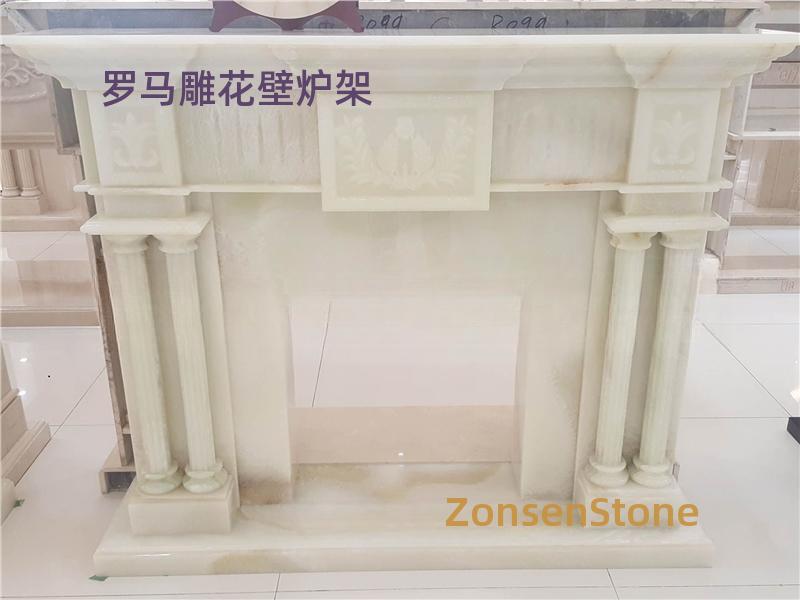 Roman carved fireplace mantel