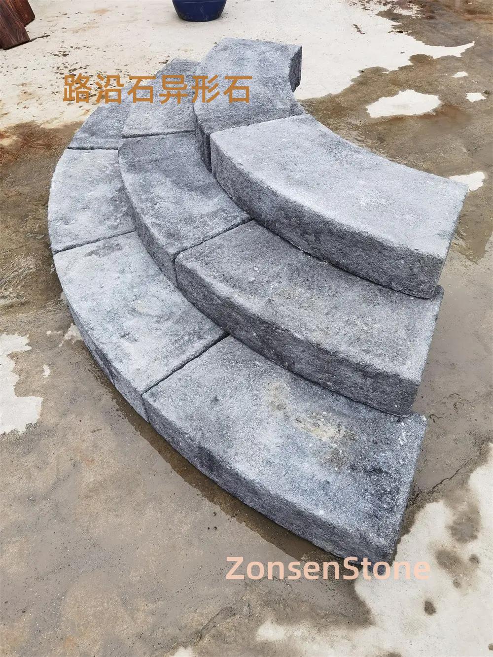Curbstones and irregularly shaped stones