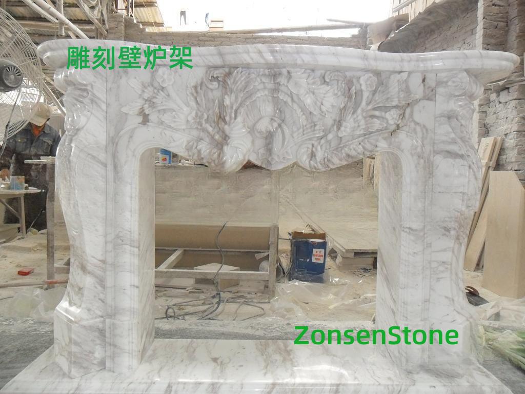 Carved fireplace mantel