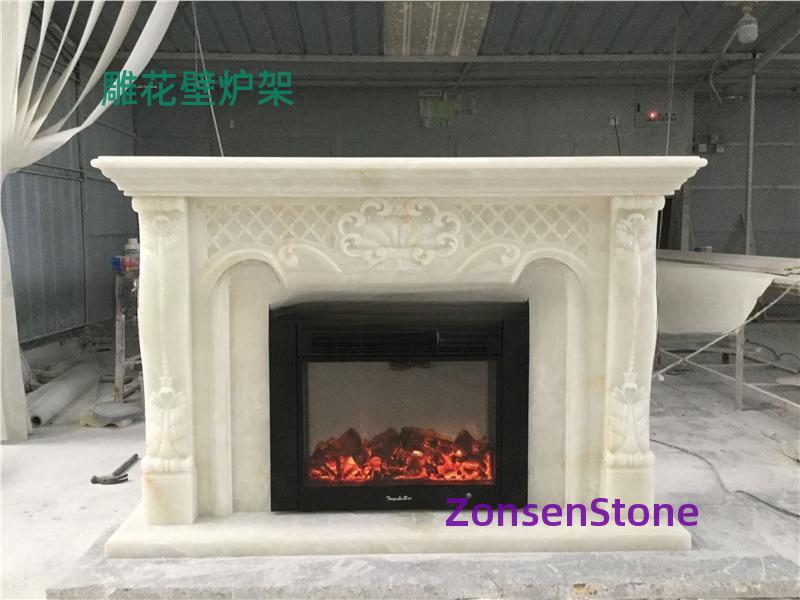 Carved fireplace mantel
