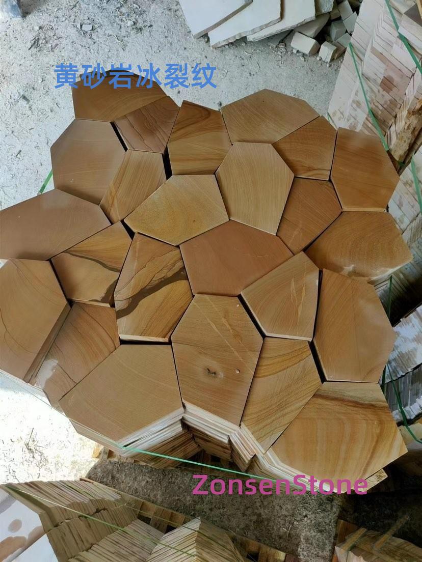 Yellow sandstone ice cracks