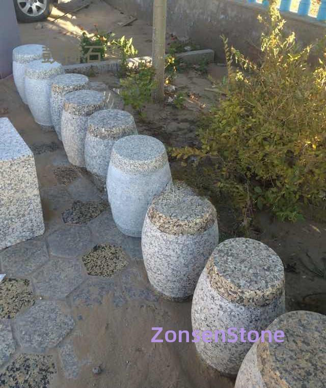 Drum chairs and stone benches