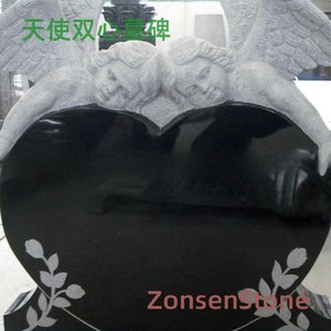 Angel Double Heart Tombstone