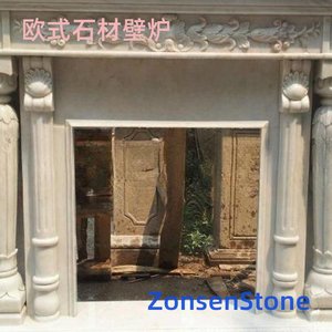 European-style stone fireplace