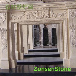 Stone fireplace mantle