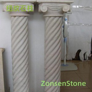 Button-patterned stone pillars